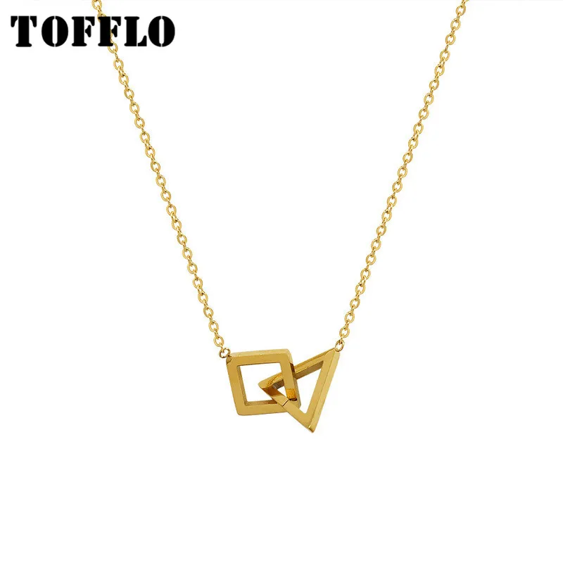 TOFFLO Stainless Steel Jewelry Triangle Square Pendant Necklace Women's Simple Clavicle Chain BSP222
TOFFLO Stainless Steel Jewelry Triangle Square Pendant Necklace Women's Simple Clavicle Chain BSP222