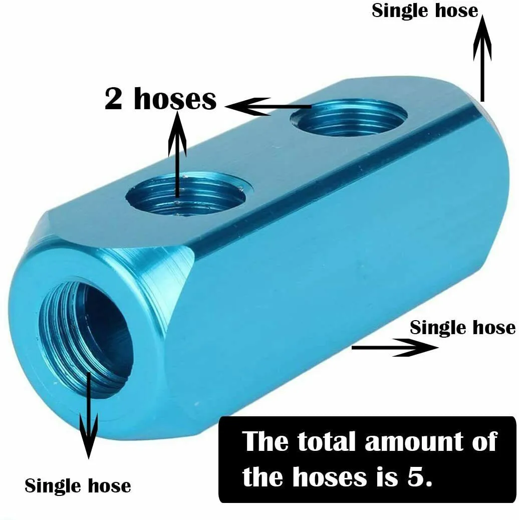2 Ways 5 Ports 1/4 Manifold Block Splitter Hose Air Compressor Teal Blue Aluminum 1.2MPa Pressure Resistance For Air Cylinder
2 Ways 5 Ports 1/4 Manifold Block Splitter Hose Air Compressor Teal Blue Aluminum 1.2MPa Pressure Resistance For Air Cylinder
