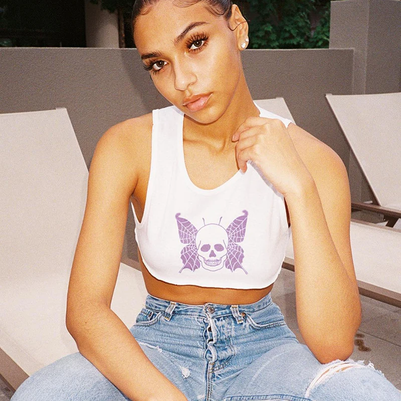 AIIOU Harajuku Sexy Gothic Print White Tank Tops Women Vintage Bodycon O Neck Basic Cropped Tops Grunge Fashion Streetwear
AIIOU Harajuku Sexy Gothic Print White Tank Tops Women Vintage Bodycon O Neck Basic Cropped Tops Grunge Fashion Streetwear