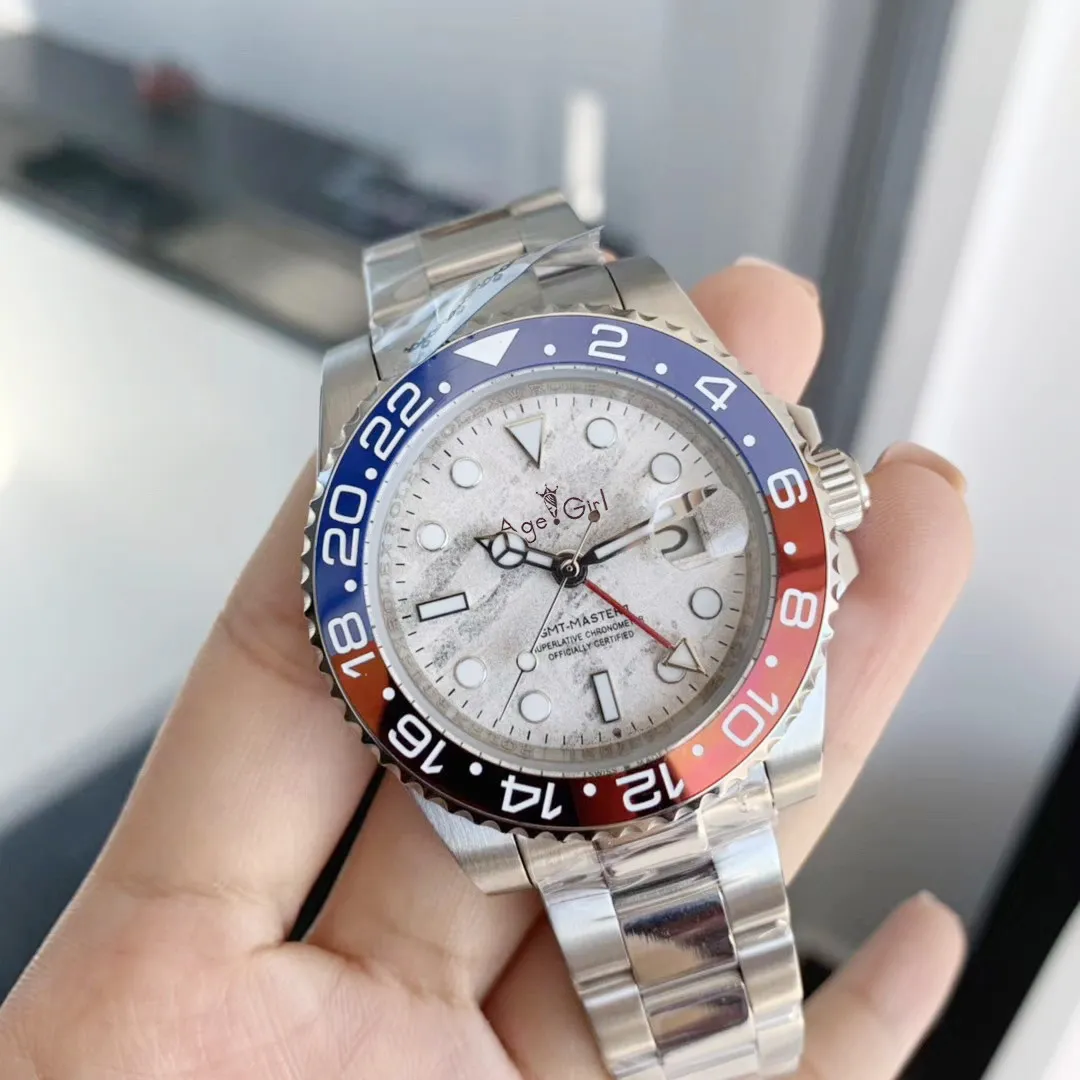 Classic GMT Ceramic Bezel Mens Mechanical Stainless Steel Automatic ETA2813 Bracelet Designer Watch Master Watches
Classic GMT Ceramic Bezel Mens Mechanical Stainless Steel Automatic ETA2813 Bracelet Designer Watch Master Watches
