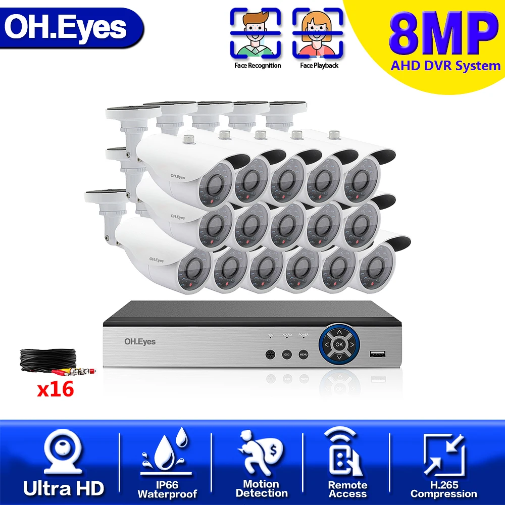 4K Ultra HD Video Surveillance System 16CH H.265 DVR 8MP 8/16PCS Security Camera System IR Night Vision Waterproof Dome CCTV Kit
4K Ultra HD Video Surveillance System 16CH H.265 DVR 8MP 8/16PCS Security Camera System IR Night Vision Waterproof Dome CCTV Kit