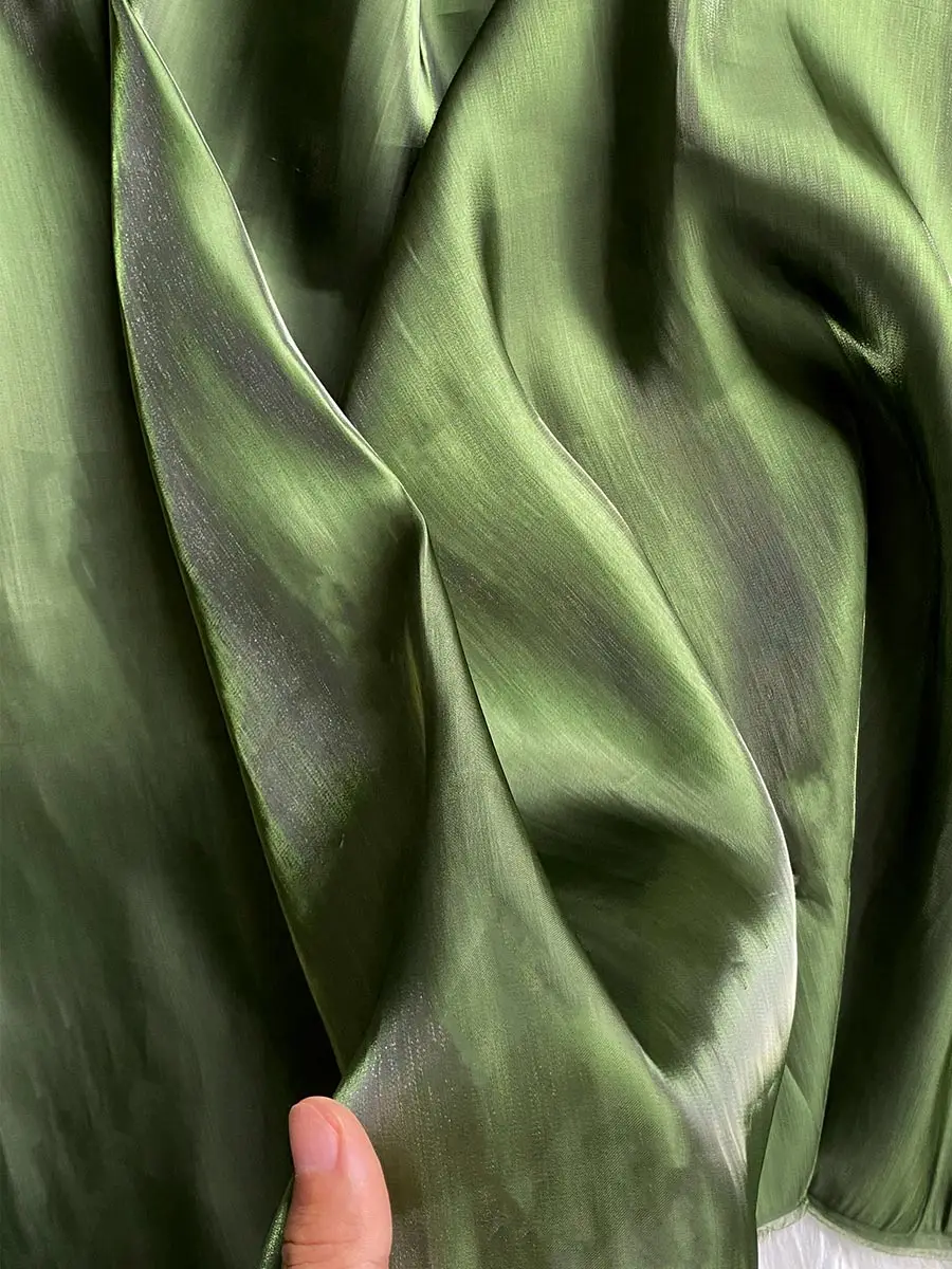 150cm width deep military green crystal silk pearlescent silky fashion satin