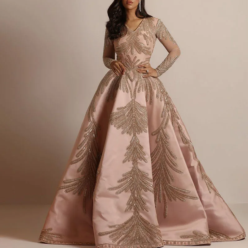 YULUOSHA Long Evening Dress Sequined A-Line V-Neck Sleeveless Floor-Length Long Sleeve Evening Dress Robe De Soiree Women Gown
YULUOSHA Long Evening Dress Sequined A-Line V-Neck Sleeveless Floor-Length Long Sleeve Evening Dress Robe De Soiree Women Gown