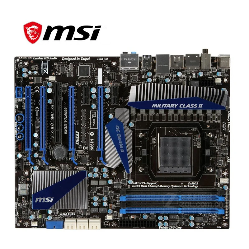 Материнская плата для компьютера MSI 990FXA GD80 USB3.0 SATA III AM3 + DDR3 AMD 990 990FX 990X
