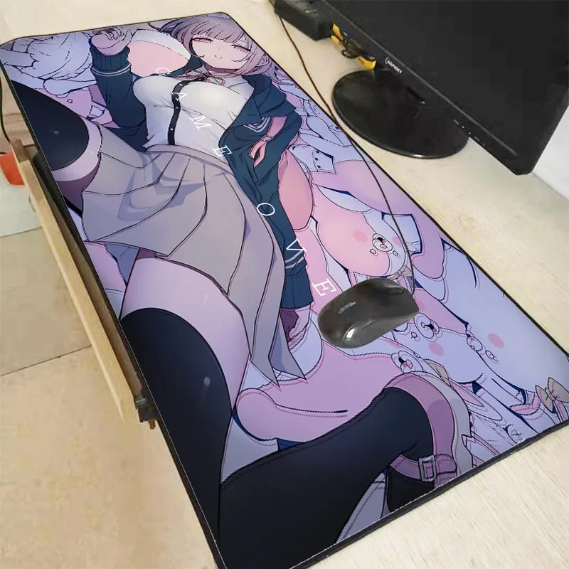 Большой цветной игровой коврик для мыши Mairuige Danganronpa с аниме девушкой RGB