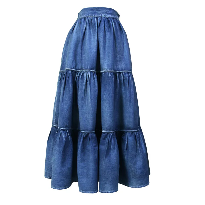 Cotton denim maxi skirts Women Spring & Summer 2021 New Stitching jean Skirt ladies vintage long Cake Skirts pleated BSQ116
Cotton denim maxi skirts Women Spring & Summer 2021 New Stitching jean Skirt ladies vintage long Cake Skirts pleated BSQ116