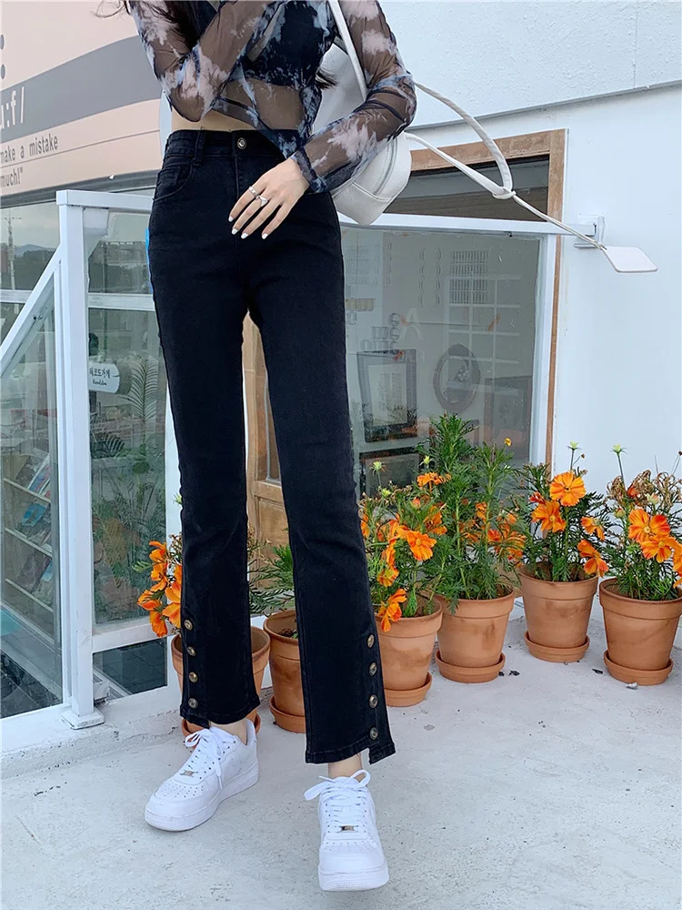 Fleece-Lined Skinny Jeans Women's Breasted Irregular Pants
Fleece-Lined Skinny Jeans Women's Breasted Irregular Pants