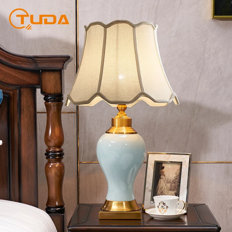 

TUDA Free Shipping Ceramic Table Lamp for Living Room Bedroom Bedside Lamp Study Desk Lamp Led Night Lamp Home Decor Luxury E27