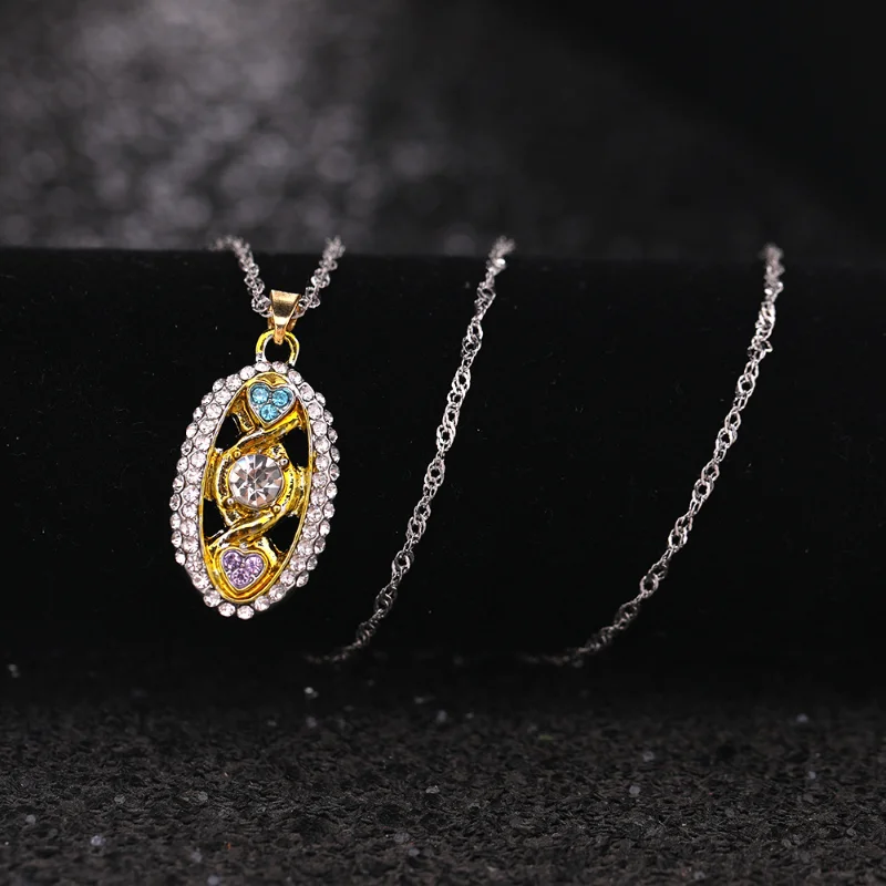 Necklace For Women Forever Knot Concentric Oval Pendant Blue Purple Rhinestone Ladies Love Coup Lescouples Matching Customized