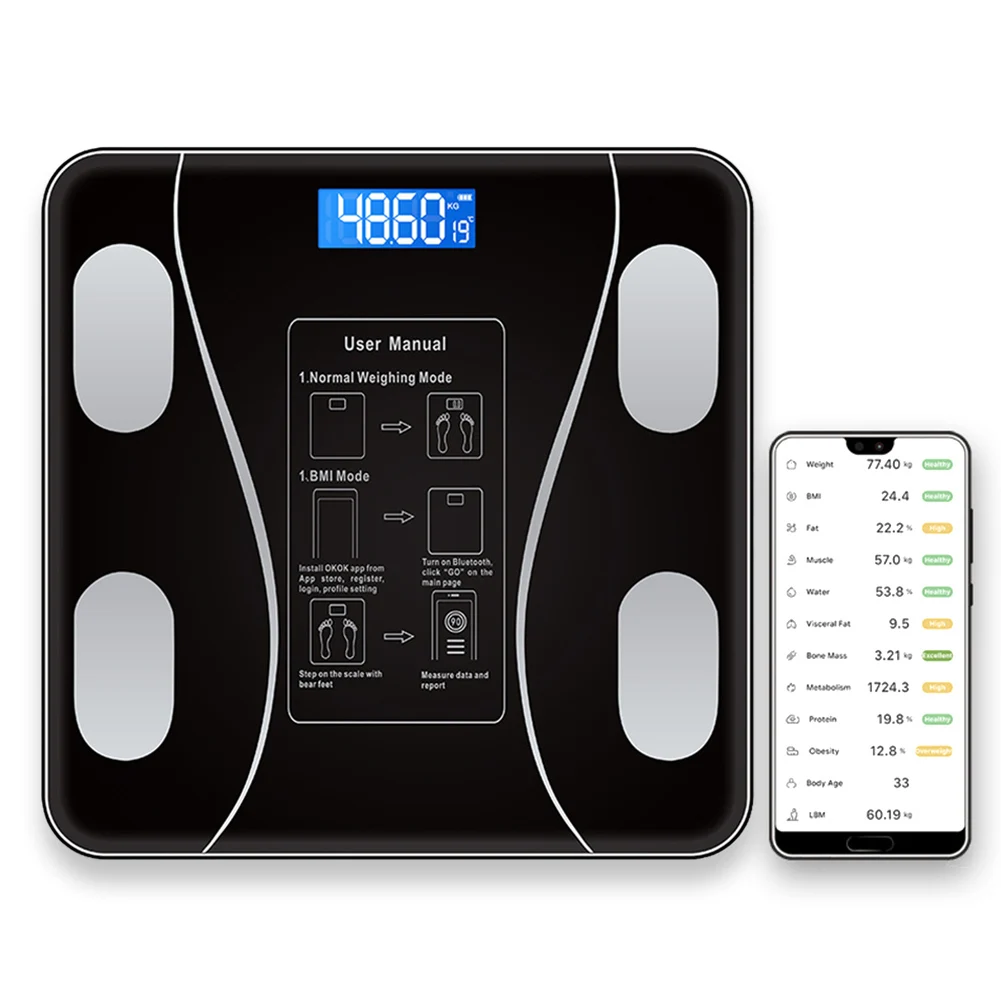 

Электронные весы, умный прибор для измерения массы тела и жира, с поддержкой Bluetooth, для взрослых