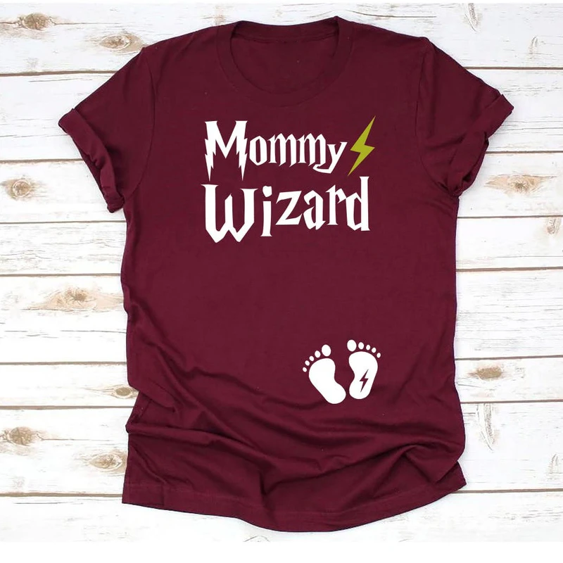 

Одежда для беременных мамы волшебник Хранитель пола малыш нога с коротким рукавом мастерство футболка Свободные Смешные Топы для женщин