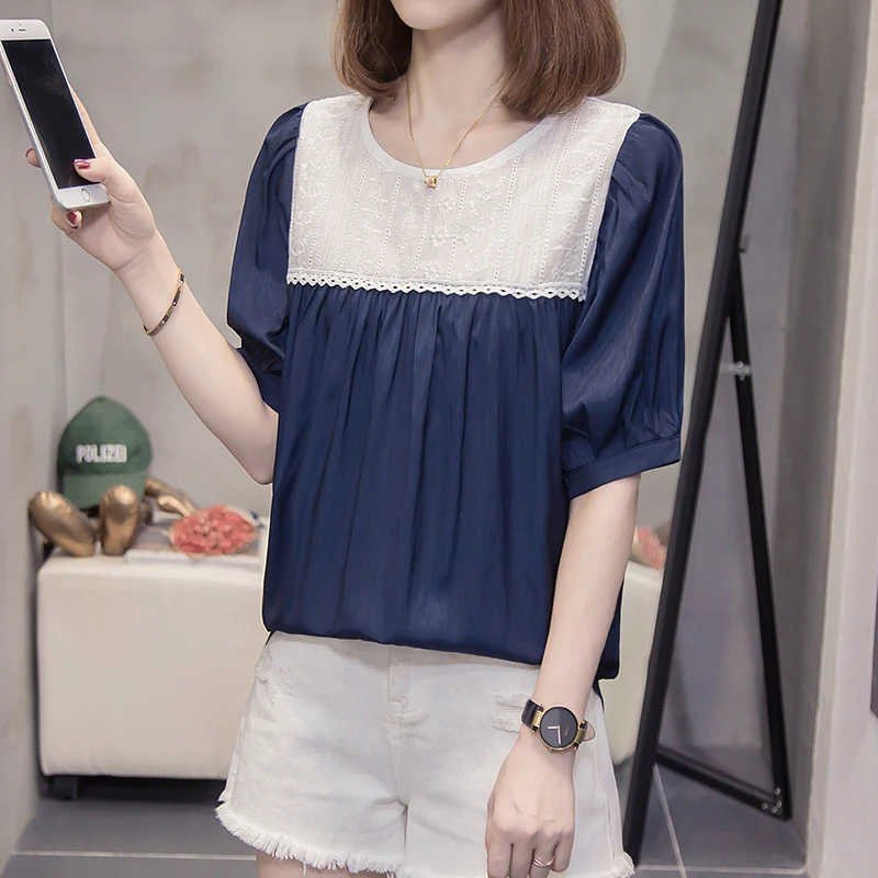 Fit For 100KG Women 3XL 4XL Plus Size Summer Fashion Elegant Shirt Short Sleeves O-Neck Lace Patchwork Shirts Womens Casual Tops
Fit For 100KG Women 3XL 4XL Plus Size Summer Fashion Elegant Shirt Short Sleeves O-Neck Lace Patchwork Shirts Womens Casual Tops