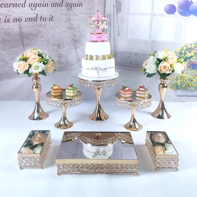 

8 шт цвета: золотистый, серебристый зеркальный металлическая, для подставки для пирожных Круглый Одежда для свадьбы, дня рождения десерт кекс пьедестал Дисплей тарелка домашнего декора