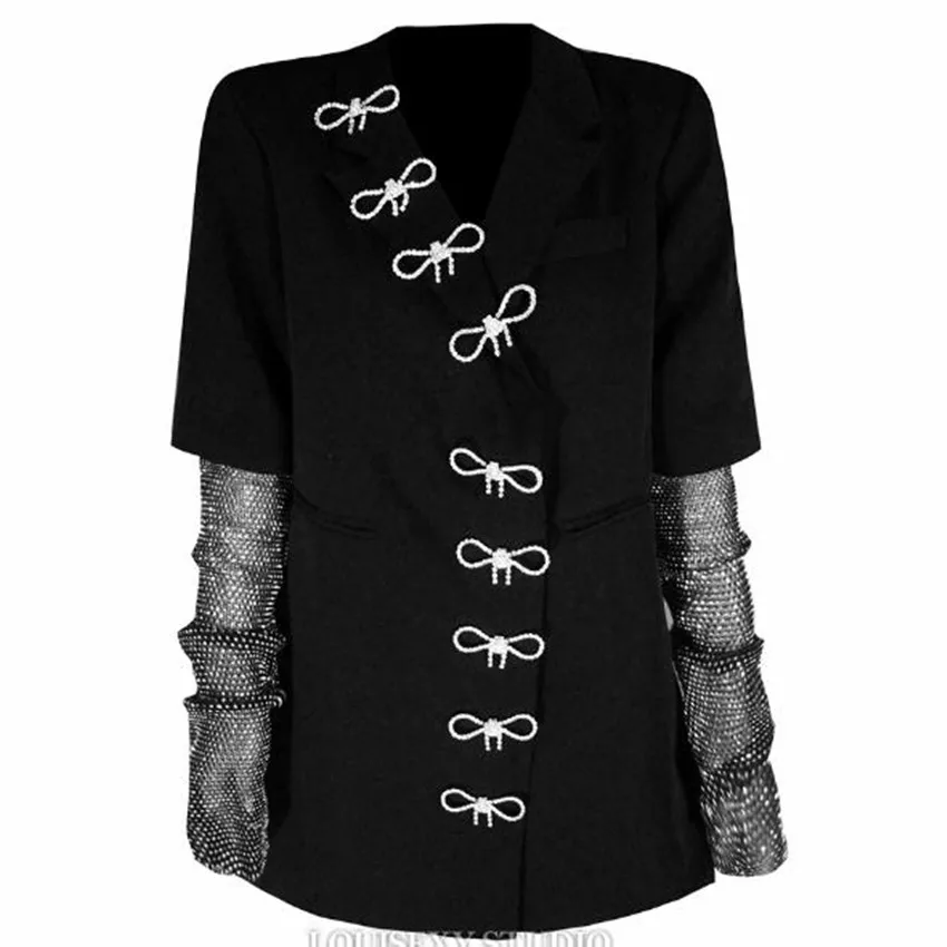 Diamond-studded bow stitching heavy industry blazer women long sleeve notched small suit
Diamond-studded bow stitching heavy industry blazer women long sleeve notched small suit