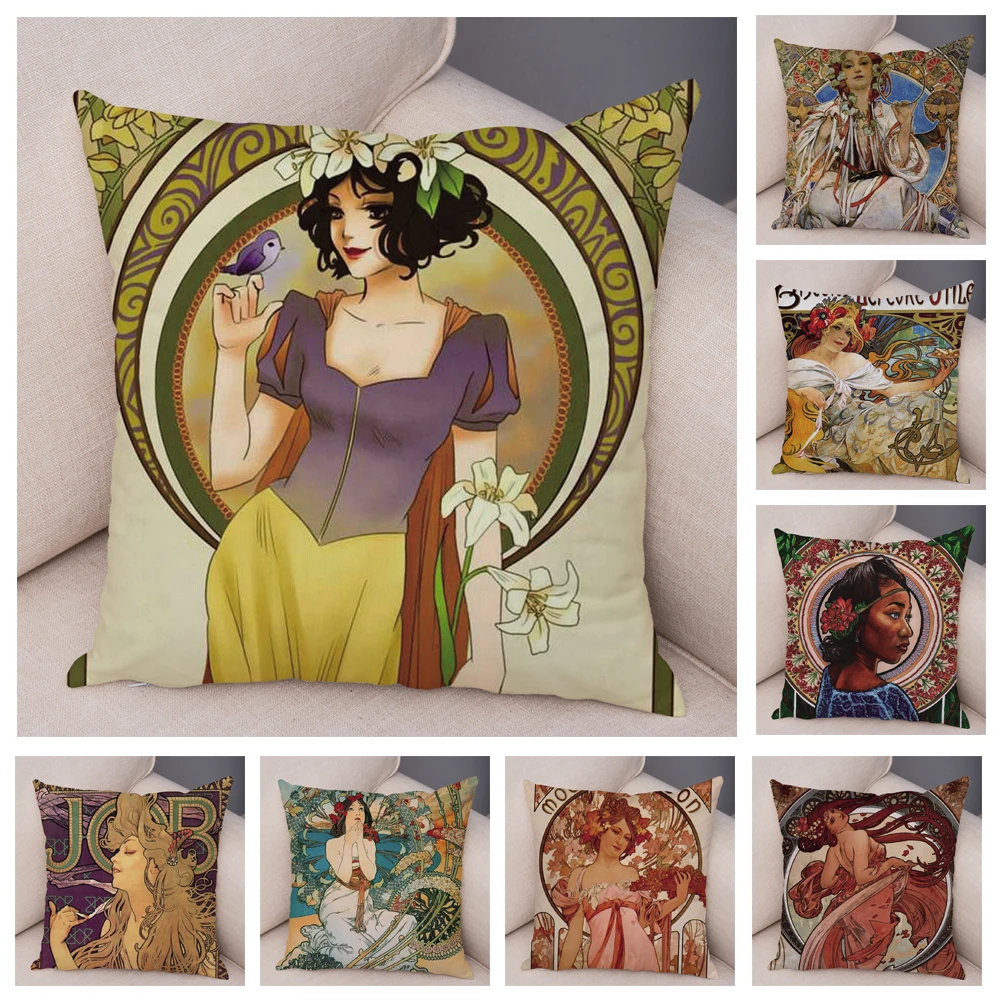 Vintage European Nouveau Mucha Gallery Cushion Cover Decor Beautiful Girl Pattern Short Plush Pillowcase for Sofa Pillow Case
Vintage European Nouveau Mucha Gallery Cushion Cover Decor Beautiful Girl Pattern Short Plush Pillowcase for Sofa Pillow Case