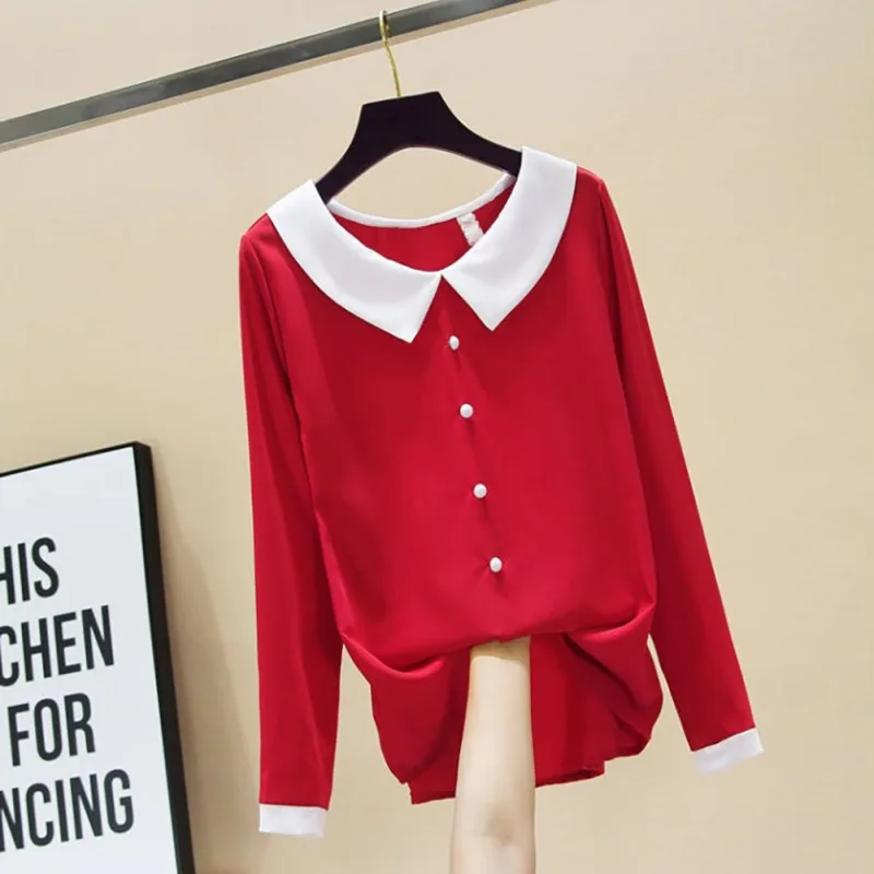 Sweet Students Girls Blouse Peter Pan Collar Long Sleeve Patchwork Pullover Loose Turn-down Collar Chiffon Blouses
Sweet Students Girls Blouse Peter Pan Collar Long Sleeve Patchwork Pullover Loose Turn-down Collar Chiffon Blouses