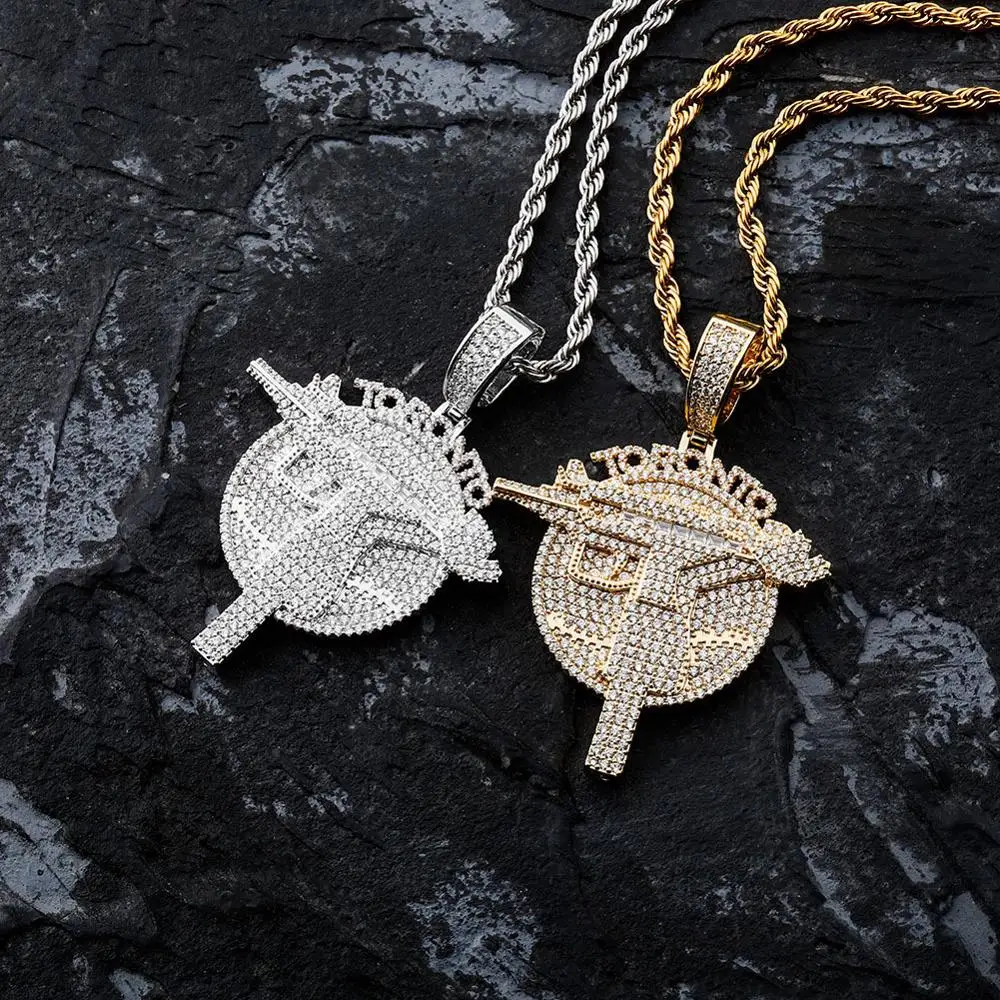 

Hip Hop AAA CZ Zircon Paved Bling Iced Out Toronto Gun Pendants Necklace for Men Rapper Jewelry Drop Shipping