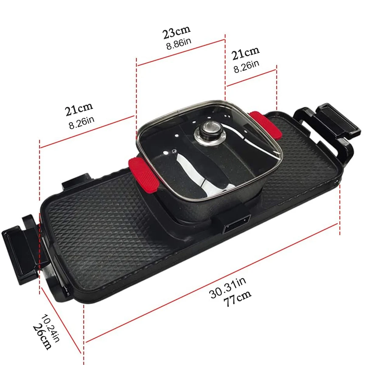 Larger 1500W 3 in 1 Electric Hot Pot Oven Twin-Side Smokeless Barbecue Pan Shabu Pot Non-Stick BBQ Griddle Hotpot Baking Plate 
Larger 1500W 3 in 1 Electric Hot Pot Oven Twin-Side Smokeless Barbecue Pan Shabu Pot Non-Stick BBQ Griddle Hotpot Baking Plate