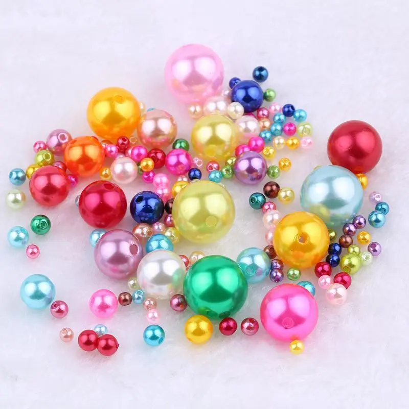 

Round Acrylic Loose Pearl Beads Assorted Colors 4mm 5mm 6mm 8mm 10mm 12mm 14mm 16mm 18mm Jewelry Necklace Bracelet Beading DIY