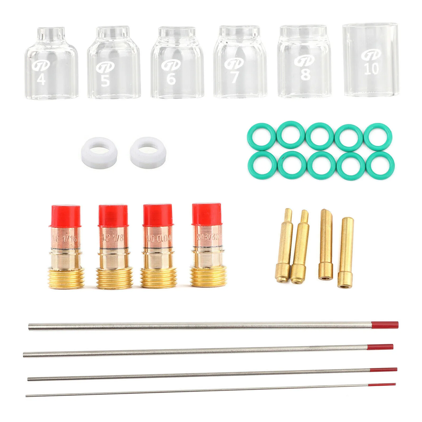 30Pcs TIG Welding Stubby Gas Lens Pyrex Cup Kit Fits For Tig WP-17/18/26 Torch Conductivity Of Copper High Quality Equipment
30Pcs TIG Welding Stubby Gas Lens Pyrex Cup Kit Fits For Tig WP-17/18/26 Torch Conductivity Of Copper High Quality Equipment