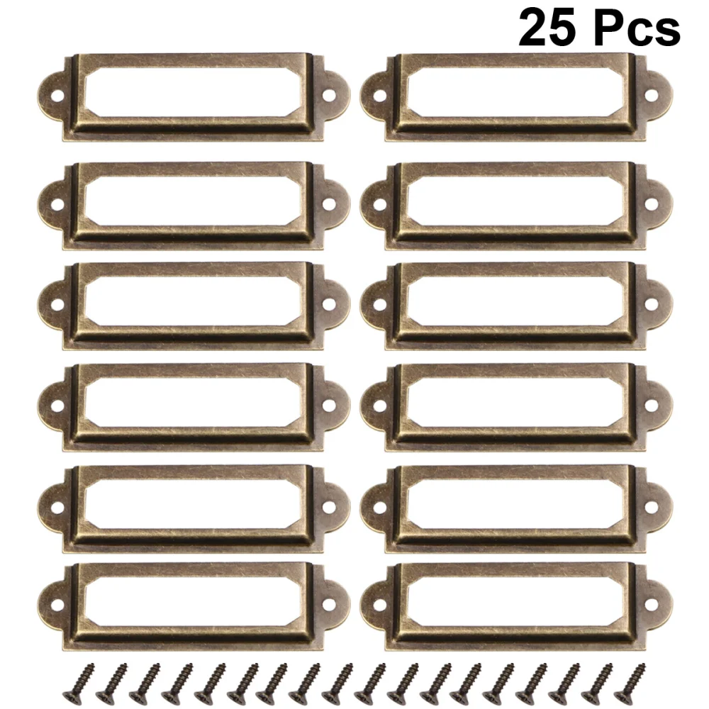 25 Pcs Retro Metal File Drawer Tag Labels Labels Holder Tag Holder Drawer Accessories with 50pcs Screws for Cabinet Drawer
25 Pcs Retro Metal File Drawer Tag Labels Labels Holder Tag Holder Drawer Accessories with 50pcs Screws for Cabinet Drawer
