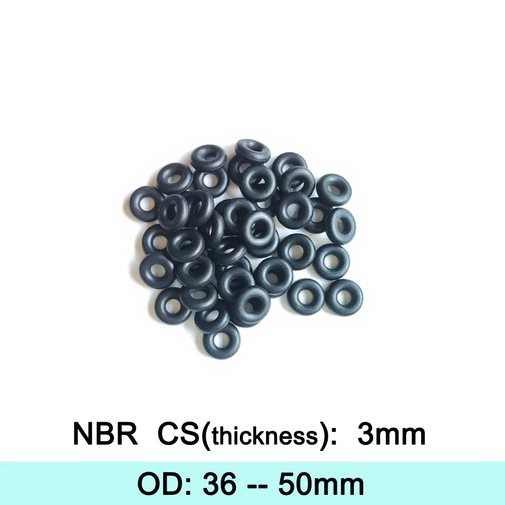 NBR Rubber Ring Gasket C/S 3mm OD 36/37/38/39/40/41/42/43/44/45/46/47/48/49/50mm O Ring Seal Washer Nitrile Butadiene Rubber
NBR Rubber Ring Gasket C/S 3mm OD 36/37/38/39/40/41/42/43/44/45/46/47/48/49/50mm O Ring Seal Washer Nitrile Butadiene Rubber