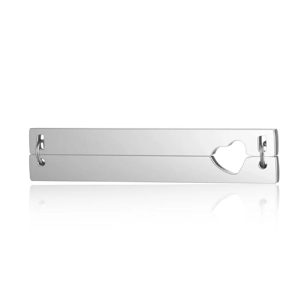Stainless Steel Mirror Polish Split Heart In Rectangle Pendant 8x40mm Blank Bar Splice Plate DIY Jewelry Accessories 10pcs | Украшения и