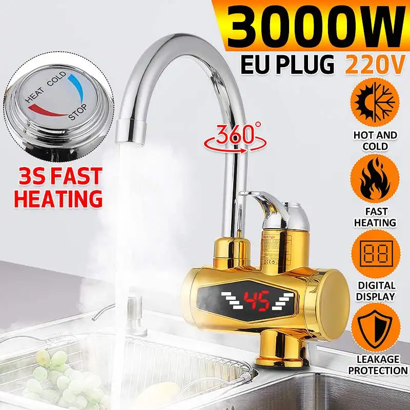 3000W Electric Kitchen Water Heater Tap Instant Hot Water Faucet Heater Cold Heating Faucet Tankless Instantaneous Water Heater
3000W Electric Kitchen Water Heater Tap Instant Hot Water Faucet Heater Cold Heating Faucet Tankless Instantaneous Water Heater