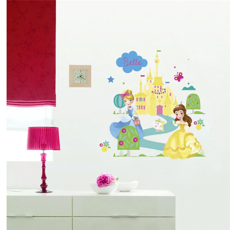 Мультяшная Принцесса замок облако самодельные наклейки на стену для детской