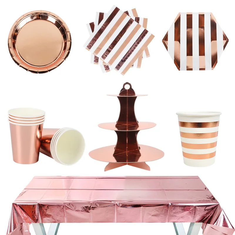 CYUAN Rose Gold Champagne Disposable Tableware Adult Birthday Party Decoration Paper Plates Napkins Sets Party Baby Shower 
CYUAN Rose Gold Champagne Disposable Tableware Adult Birthday Party Decoration Paper Plates Napkins Sets Party Baby Shower