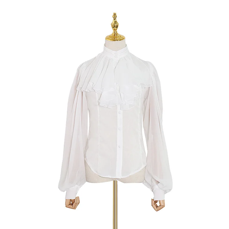 Vintage Elegant Chiffon Blouses for Women 2021 Fashion Silm Ruffles Lantern Sleeve Shirts Temperament All-match Blusas De Mujer
Vintage Elegant Chiffon Blouses for Women 2021 Fashion Silm Ruffles Lantern Sleeve Shirts Temperament All-match Blusas De Mujer