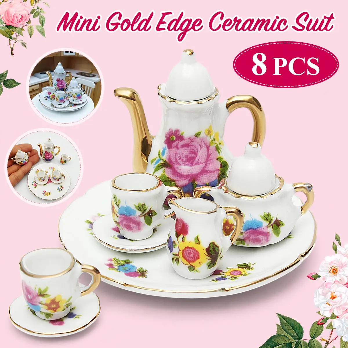 Miniature Doll House Flower Floral Patten Porcelain Coffee Tea Cups Set Ceramic Tableware Dollhouse Kitchen Accessories Toy
Miniature Doll House Flower Floral Patten Porcelain Coffee Tea Cups Set Ceramic Tableware Dollhouse Kitchen Accessories Toy