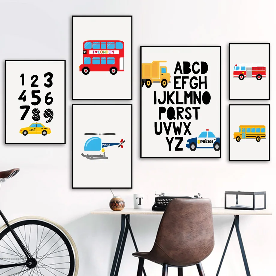 London Bus Truck Helicopter Number Cartoon Wall Art Canvas Painting Nordic Posters And Prints Wall Pictures For Kids Room Decor 
London Bus Truck Helicopter Number Cartoon Wall Art Canvas Painting Nordic Posters And Prints Wall Pictures For Kids Room Decor