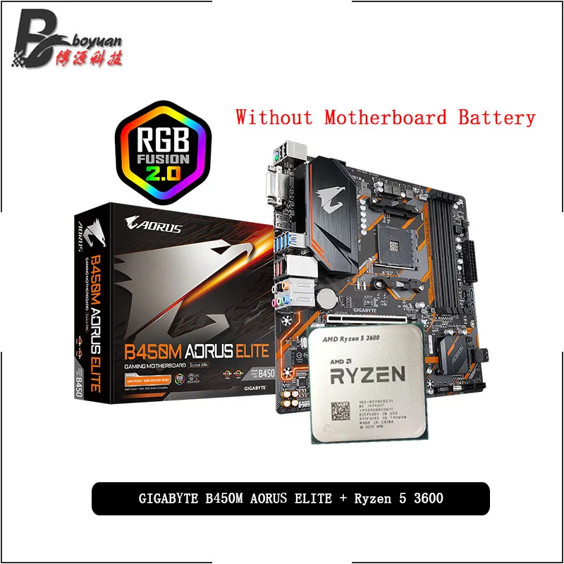 Материнская плата AORUS ELITE процессор AMD Ryzen 5 3600 R5 + GA B450M сокет AM4 все новое без