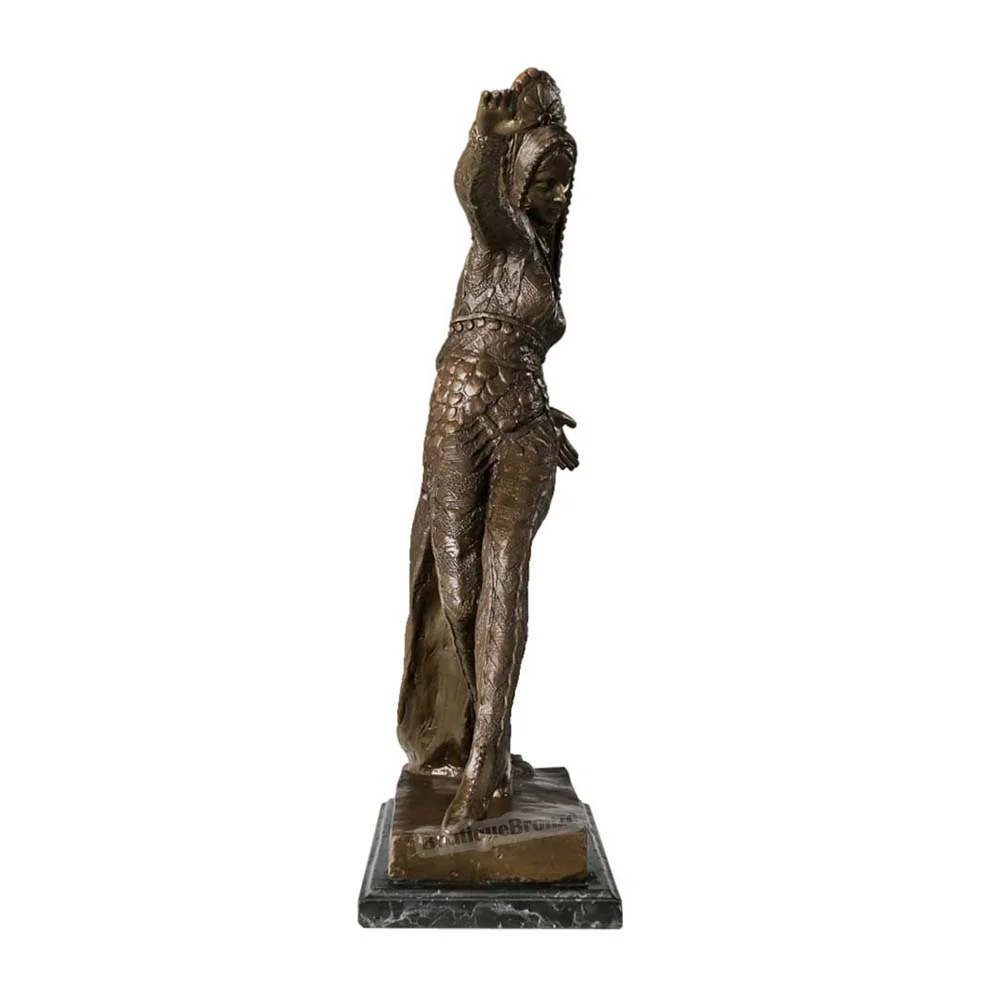 

Classical Woman Dance Bronze Statue Antique Female in Dress with Tails Sculpture Figurine Art Hall Decoration