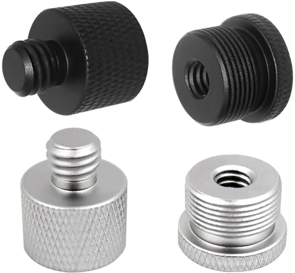 4 PCS Mic Stand Adapter, 1/4 Female to 5/8 Male and 5/8 Female to 3/8 Male Screw Thread Adapter Set for Microphone Stand Mount
4 PCS Mic Stand Adapter, 1/4 Female to 5/8 Male and 5/8 Female to 3/8 Male Screw Thread Adapter Set for Microphone Stand Mount