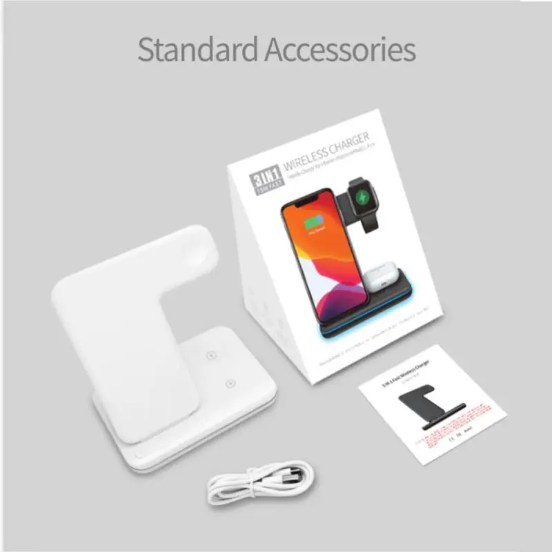 3 In 1 Wireless Charger Stand 15W Qi Fast Charging Dock Station For IPhone Samsung Apple Watch 5 4 3 2 Airpods Pro For IPhone 12
3 In 1 Wireless Charger Stand 15W Qi Fast Charging Dock Station For IPhone Samsung Apple Watch 5 4 3 2 Airpods Pro For IPhone 12