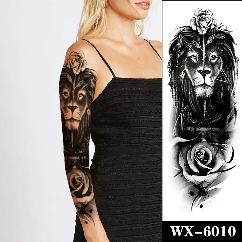 Full Arm Temporary Tattoo Sticker Black Cool Lion Rose Geometric Triangle FakeTattoos Flash Waterproof Tatoos Body Art Women Men
Full Arm Temporary Tattoo Sticker Black Cool Lion Rose Geometric Triangle FakeTattoos Flash Waterproof Tatoos Body Art Women Men