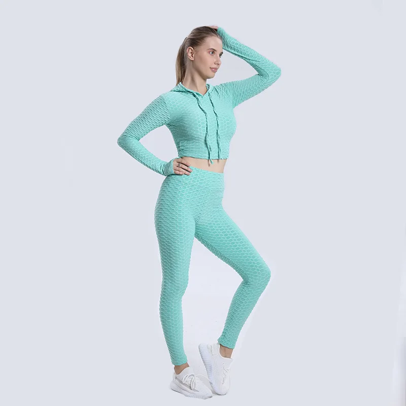 2021 New Bubble Hooded Top High Waist Hip Lift Ankle-length Pants Sports Fitness Yoga Pants Suit for Women Seamless Gym Set
2021 New Bubble Hooded Top High Waist Hip Lift Ankle-length Pants Sports Fitness Yoga Pants Suit for Women Seamless Gym Set