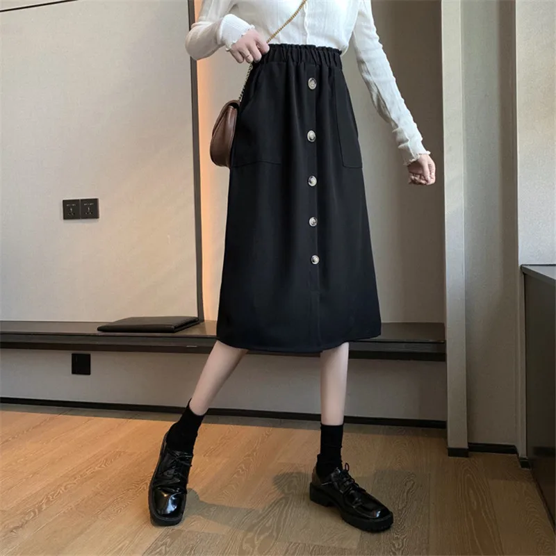 Limiguyue Spring Women Skirt Retro High Waist Single-breasted midi skirt Female Elastic-Waist Skirts Black Casual Faldas K509
Limiguyue Spring Women Skirt Retro High Waist Single-breasted midi skirt Female Elastic-Waist Skirts Black Casual Faldas K509