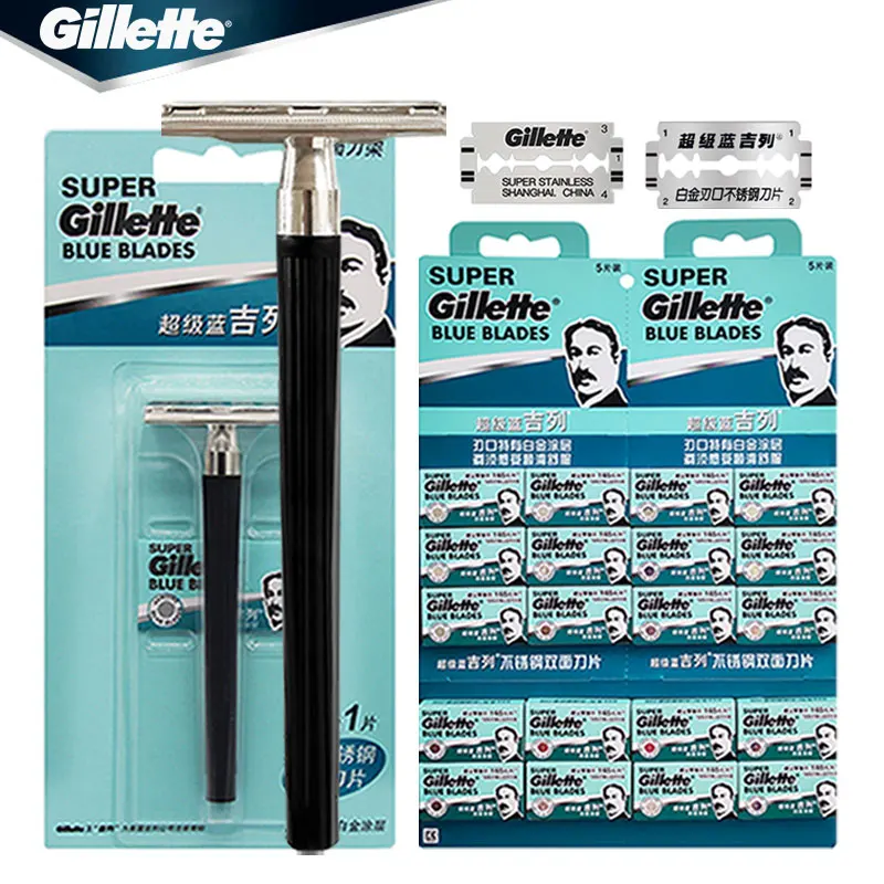 Gillette Safety Razor Men's Shaver Double Edge Shaving Heads Super Blue Case Platinum Manual Razor Heads Shavette Kit Shaver Set
Gillette Safety Razor Men's Shaver Double Edge Shaving Heads Super Blue Case Platinum Manual Razor Heads Shavette Kit Shaver Set