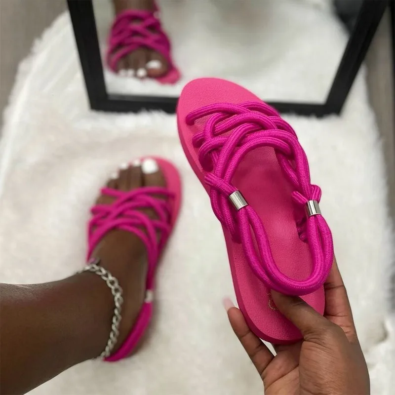 2021 Sandals Woman Shoes Braided Rope Beach Shoes Open Toe Ladies Beach Sandals Roman Gladiator Sandals Non-slip Flip flop
2021 Sandals Woman Shoes Braided Rope Beach Shoes Open Toe Ladies Beach Sandals Roman Gladiator Sandals Non-slip Flip flop