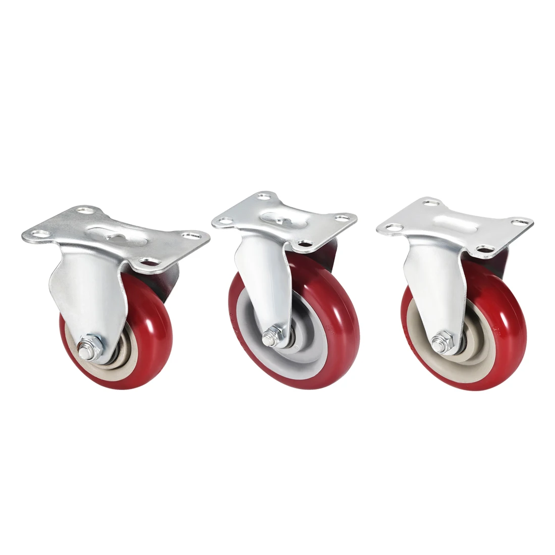 uxcell 4pcs Fixed Caster Wheels 3.83 inch 4.57 inch PU Caster Top Plate Red 308/330lb Capacity for Cart 
uxcell 4pcs Fixed Caster Wheels 3.83 inch 4.57 inch PU Caster Top Plate Red 308/330lb Capacity for Cart