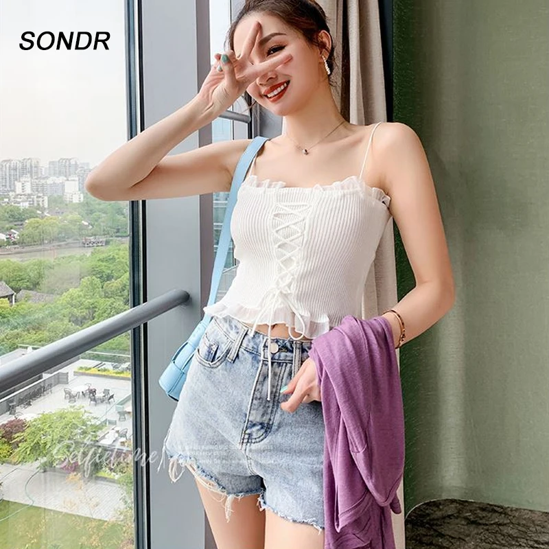 Off-Shoulder Sleeveless Loose Short Section Knitting Camisole Female European American Wind Agaric Slimming Chiffon Lace Vest
Off-Shoulder Sleeveless Loose Short Section Knitting Camisole Female European American Wind Agaric Slimming Chiffon Lace Vest