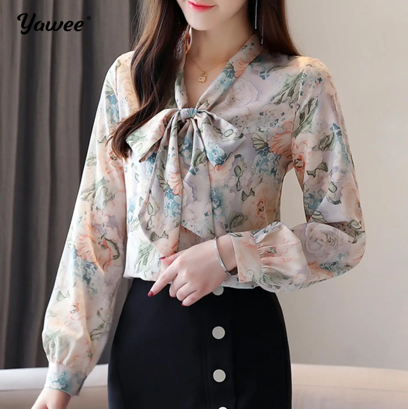 Korean Vintage Tops Blusas Chiffon bow collar long Sleeve Shirts Floral Print Blouses Women Summer 2020 OL Pleated Blouse
Korean Vintage Tops Blusas Chiffon bow collar long Sleeve Shirts Floral Print Blouses Women Summer 2020 OL Pleated Blouse