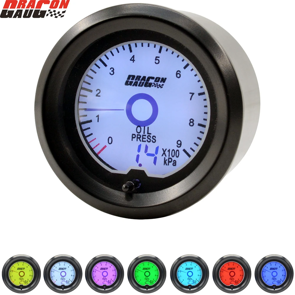 Dragon 2" 52mm Car Modification Oil Pressure Gauge 7 Colors Backlight LCD Digital Meter Unit 0~900 Kpa With Sensor Free Shipping
Dragon 2" 52mm Car Modification Oil Pressure Gauge 7 Colors Backlight LCD Digital Meter Unit 0~900 Kpa With Sensor Free Shipping