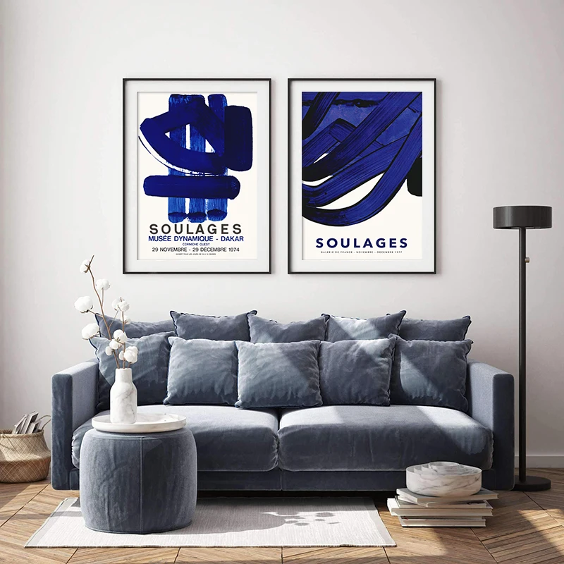 Canvas Painting Pierre Soulages Exhibition Posters and Prints Modern Abstract Wall Art Blue Picture for Aesthetic Room Decor
Canvas Painting Pierre Soulages Exhibition Posters and Prints Modern Abstract Wall Art Blue Picture for Aesthetic Room Decor