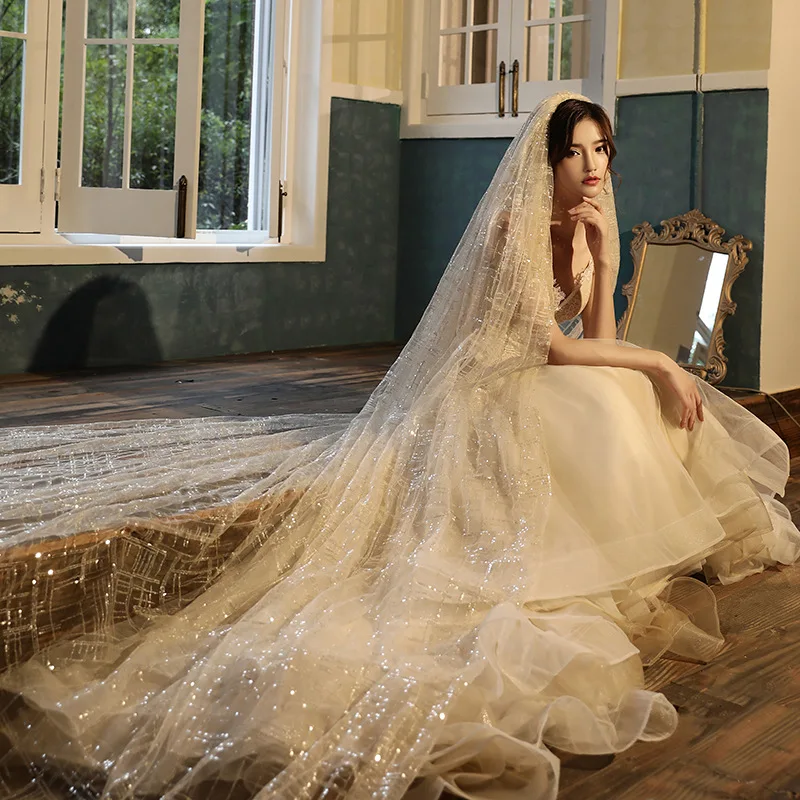 Фата свадебная длиной 4 м с кружевной каймой, фата свадебная блестящая с гребнем, роскошные аксессуары для свадьбы цвета шампанского, 2021
Фата свадебная длиной 4 м с кружевной каймой, фата свадебная блестящая с гребнем, роскошные аксессуары для свадьбы цвета шампанского, 2021