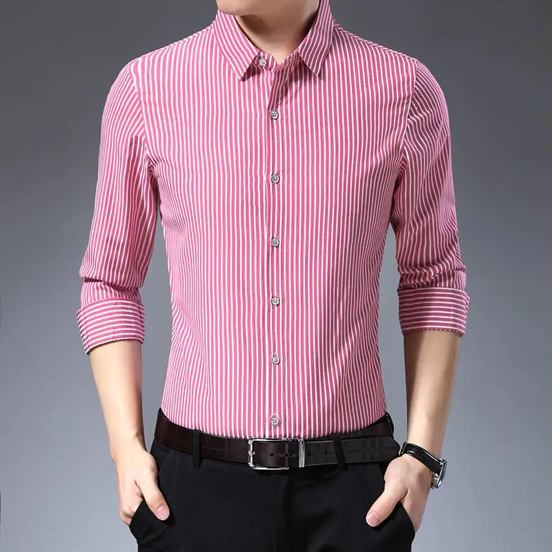 2021 Brand Long Sleeve Men Social Shirt Spring Streetwear Casual Striped Shirts Dress Mens Slim Regular Fit Clothes Fashions
2021 Brand Long Sleeve Men Social Shirt Spring Streetwear Casual Striped Shirts Dress Mens Slim Regular Fit Clothes Fashions