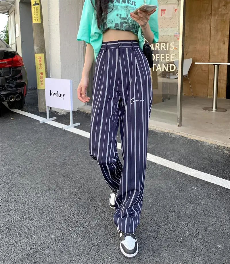 Stripe Print Vintage Pants Women Casual High Waisted Long Trousers Fashion Straight Capris Summer Autumn 2021
Stripe Print Vintage Pants Women Casual High Waisted Long Trousers Fashion Straight Capris Summer Autumn 2021